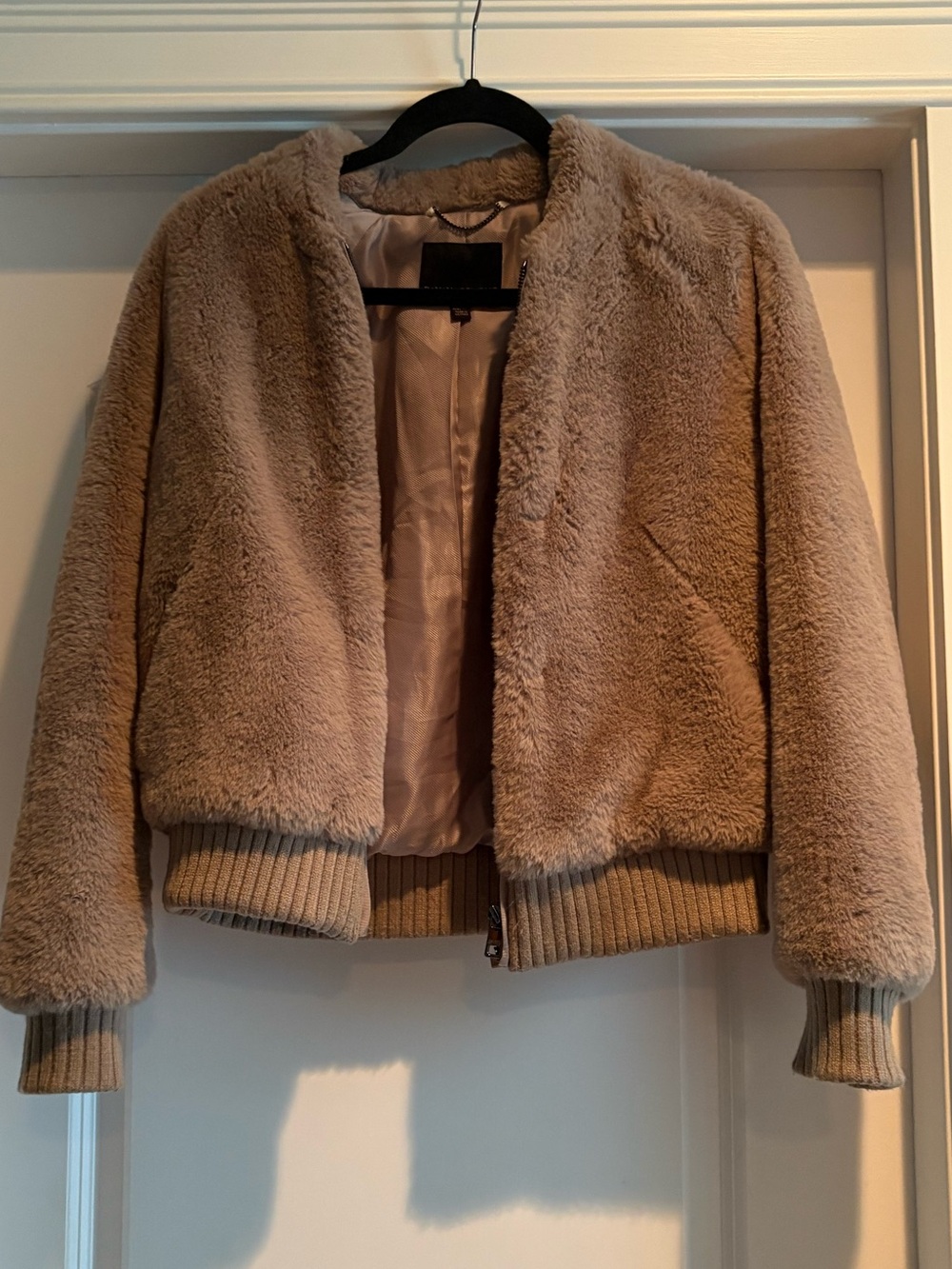 Taupe  Faux Fur Bomber Jacket